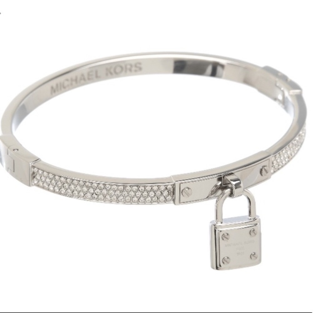 Michael Kors Silver Lock Diamond Accent Bracelet